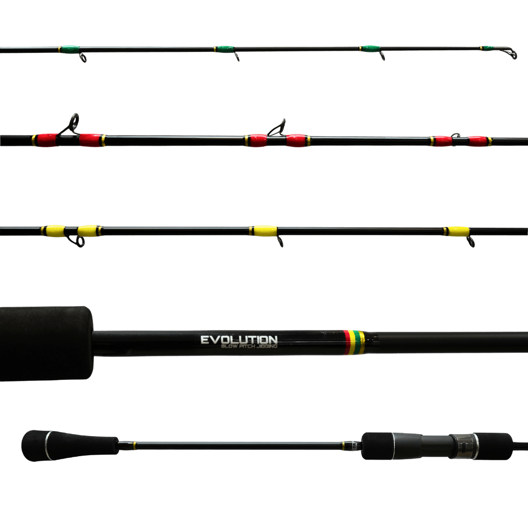 6ft fishing pole EVOLUTION ROD 3IN - RASTA LIMITED - Max 460g Feel N Reel Fishing features a smooth drag R&R Tackle Slide Bait Size:25LB 0.23mm (8 Strands)-328 Yds