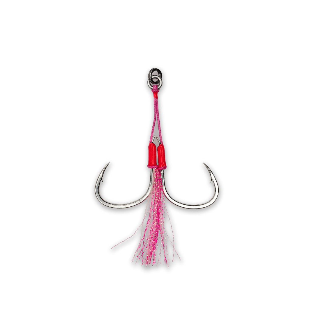 feather hooks fishing Twin Assist Hooks Pink (FEATHER) 3/0