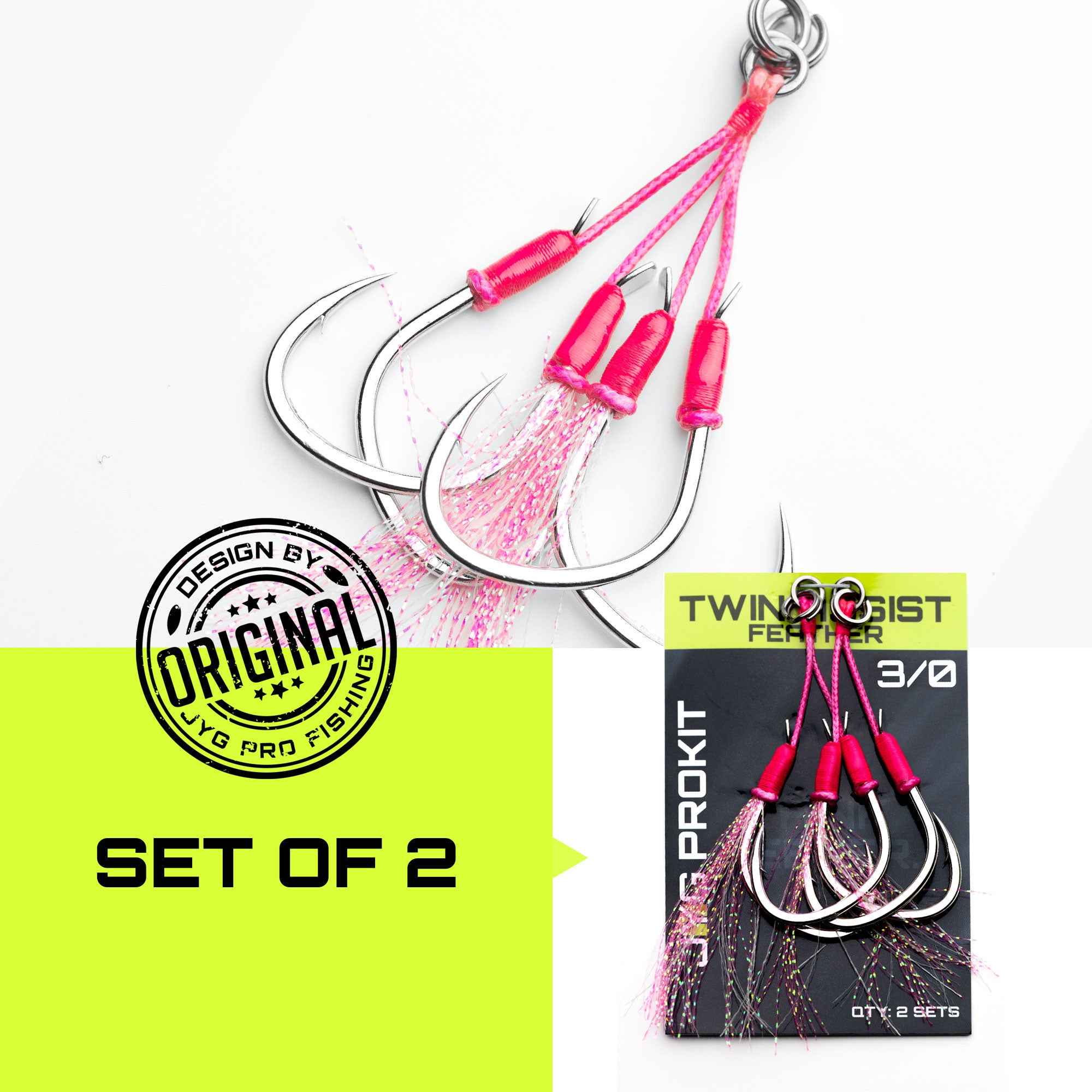 JYG Pro Twin Assist Feather Hooks 4/0 / Pink