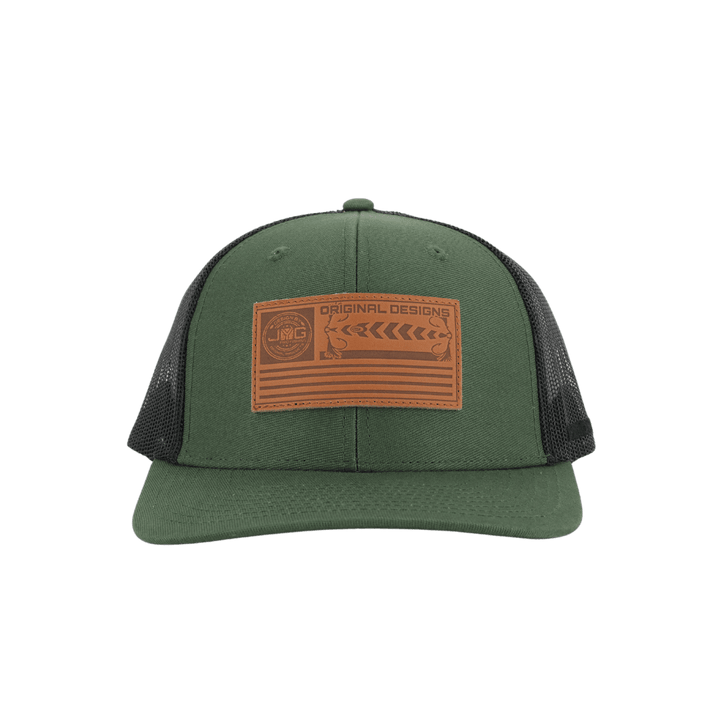 Flag Leather Patch Trucker Green/Black Hat