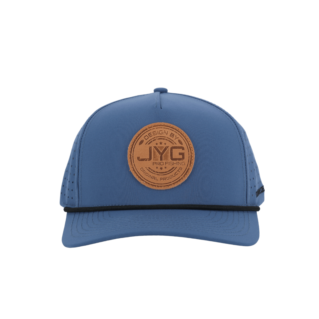 JYG PRO LEATHER PATCH BLACK ROPE NAVY 5 PANEL SNAPBACK HAT