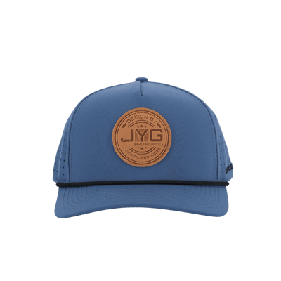 JYG PRO LEATHER PATCH BLACK ROPE NAVY 5 PANEL SNAPBACK HAT