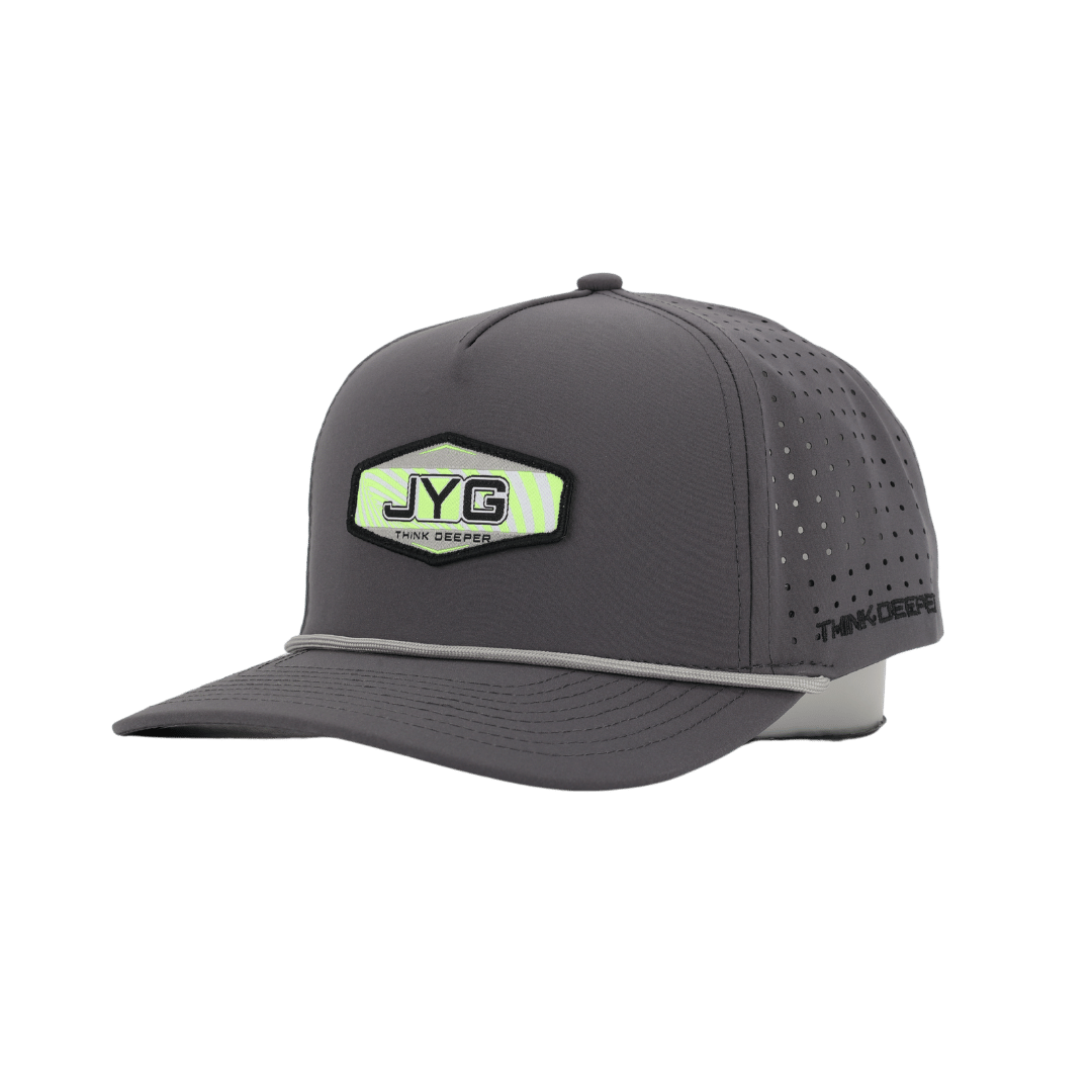 JYG PRO GRAY ROPE DARK GRAY 5 PANEL SNAPBACK HAT