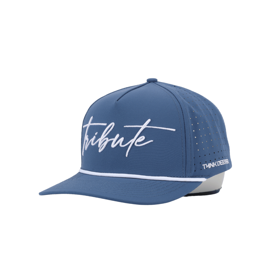 JYG PRO TRIBUTE WHITE ROPE NAVY 5 PANEL SNAPBACK HAT