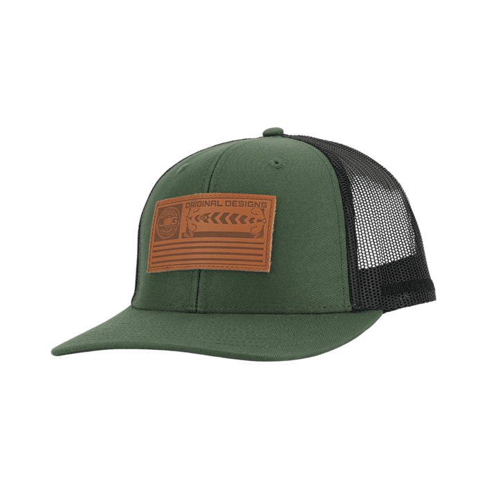 Flag Leather Patch Trucker Green/Black Hat