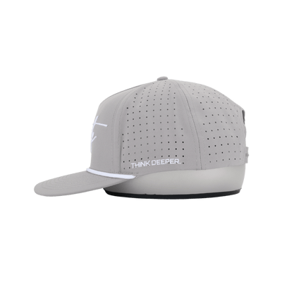 JYG PRO TRIBUTE WHITE ROPE LIGHT GRAY 5 PANEL SNAPBACK HAT