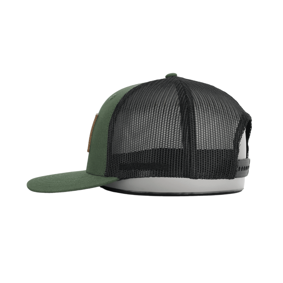 Flag Leather Patch Trucker Green/Black Hat