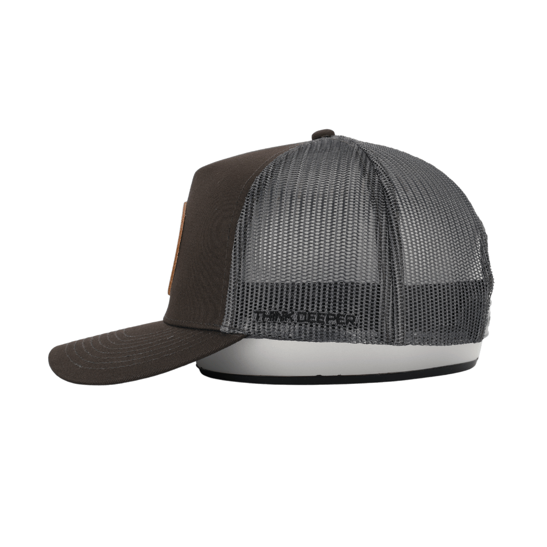 JYG PRO LEATHER PATCH DARK GRAY 5 PANEL SNAPBACK HAT