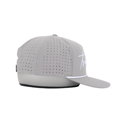 JYG PRO TRIBUTE WHITE ROPE LIGHT GRAY 5 PANEL SNAPBACK HAT