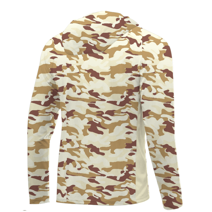 HOODED FISHING SHIRT WITH FACEMASK - BROWN CAMO