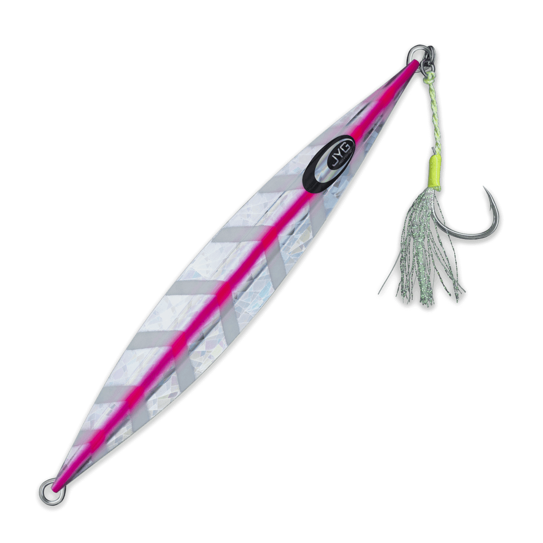 DEEP Collection slow pitch jig in pink, rigged 25g–50g jig for technical slow pitch fishing
