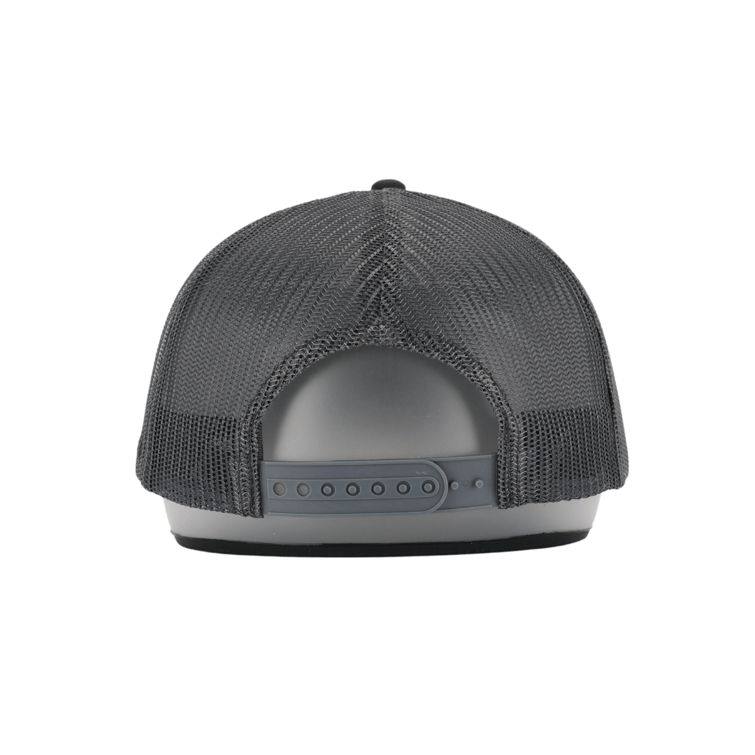 JYG PRO LEATHER PATCH DARK GRAY 5 PANEL SNAPBACK HAT