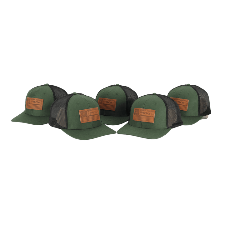 Flag Leather Patch Trucker Green/Black Hat
