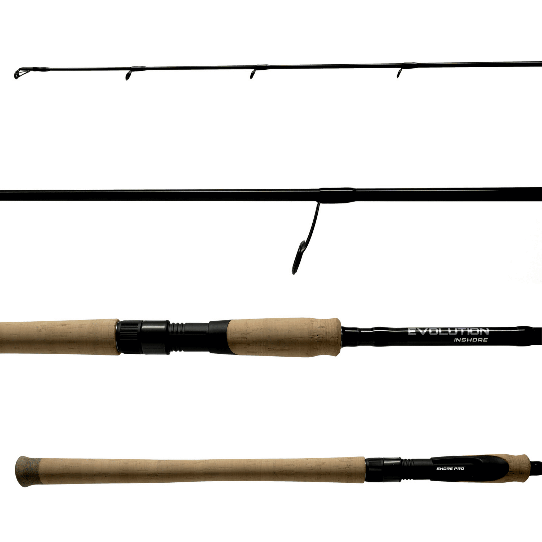 dungeoneering fishing pole Shore Pro Evolution Inshore Rods 76MH R0031 Scientific Anglers Preloaded Concept accurate long Colours:Black and Gold Green Tail