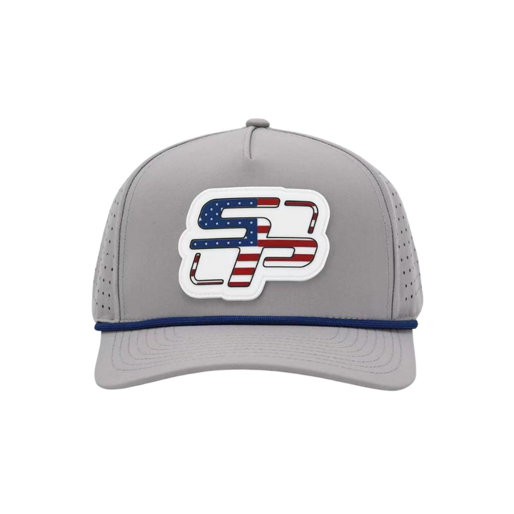 SHORE PRO PATCH BLUE ROPE LIGHT GRAY 5 PANEL SNAPBACK HAT