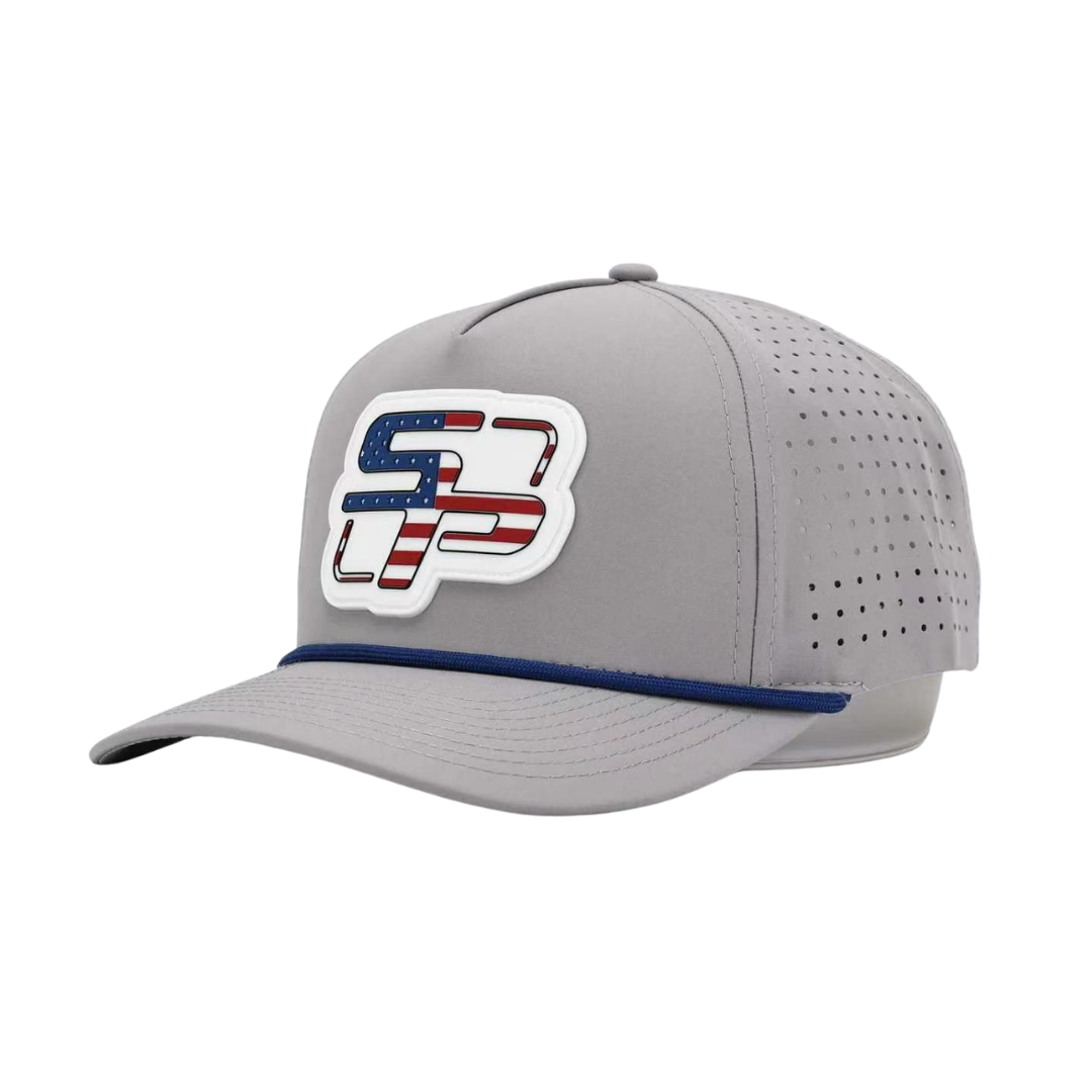 SHORE PRO PATCH BLUE ROPE LIGHT GRAY 5 PANEL SNAPBACK HAT
