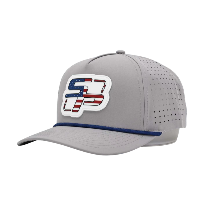 SHORE PRO PATCH BLUE ROPE LIGHT GRAY 5 PANEL SNAPBACK HAT