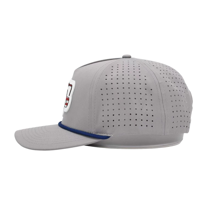 SHORE PRO PATCH BLUE ROPE LIGHT GRAY 5 PANEL SNAPBACK HAT