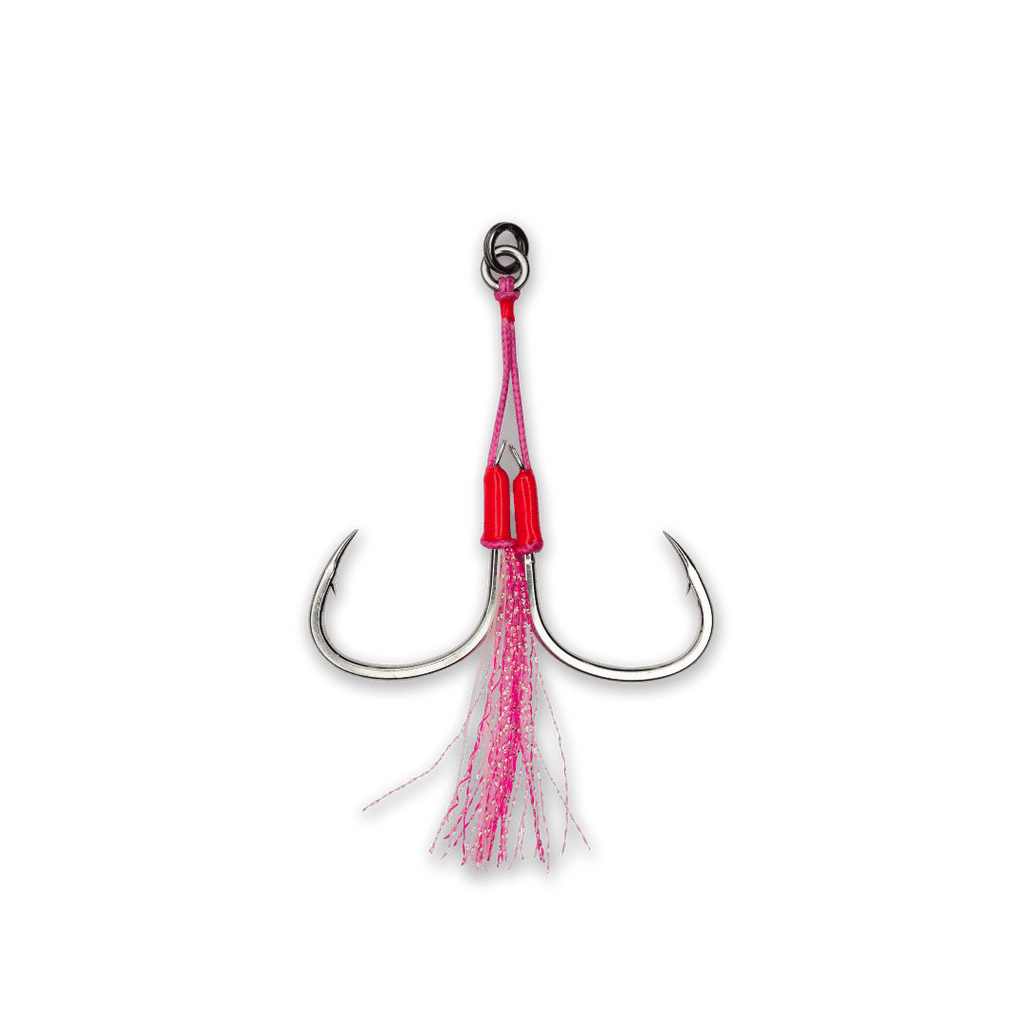 feather hook fishing Twin Assist Hooks Pink (FEATHER) 3/0