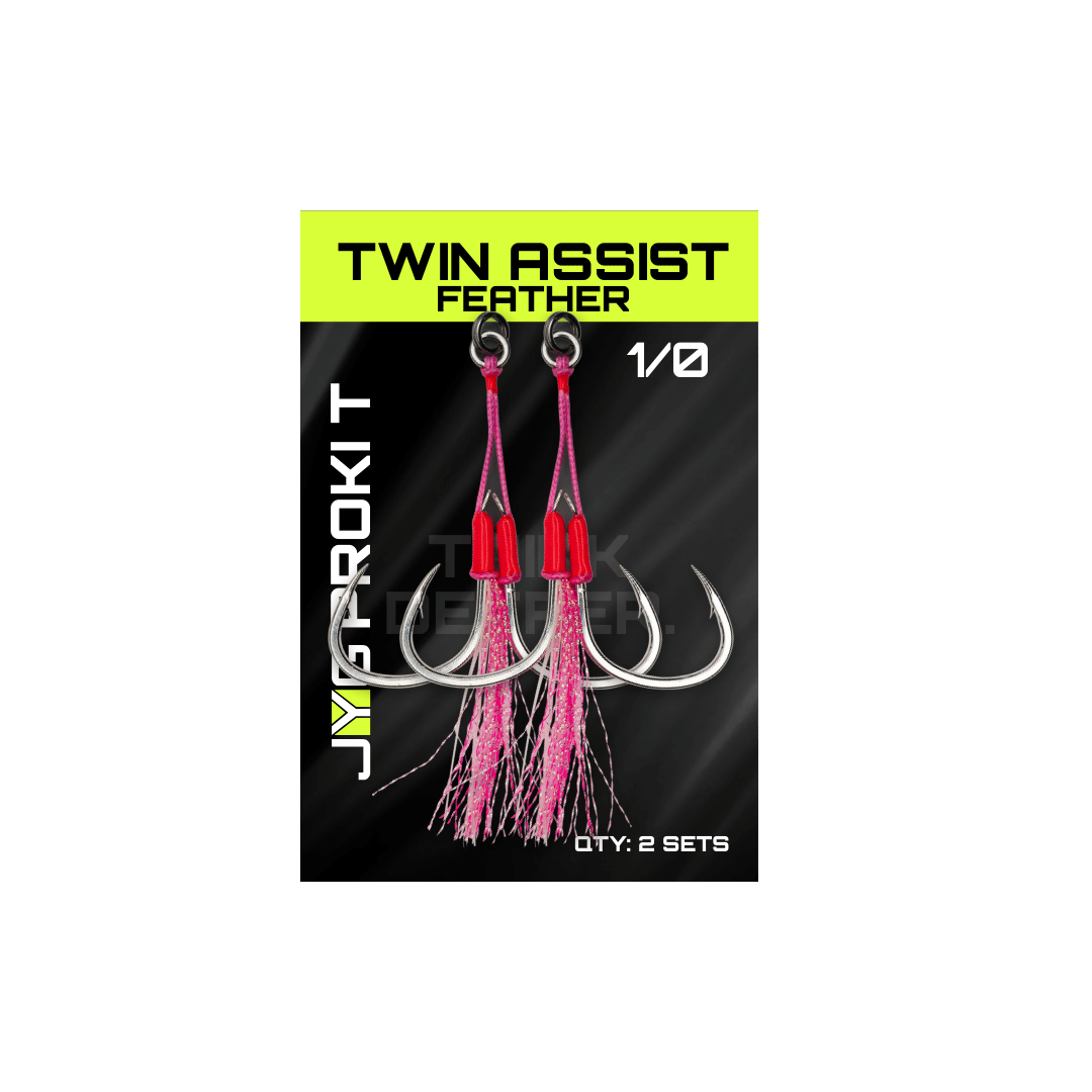 Twin Assist Hooks Pink (FEATHER) 3/0