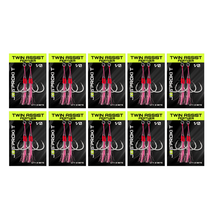 ANZUELOS TWIN ASSIST ROSA (PLUMA)