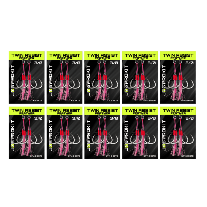 ANZUELOS TWIN ASSIST ROSA (PLUMA)