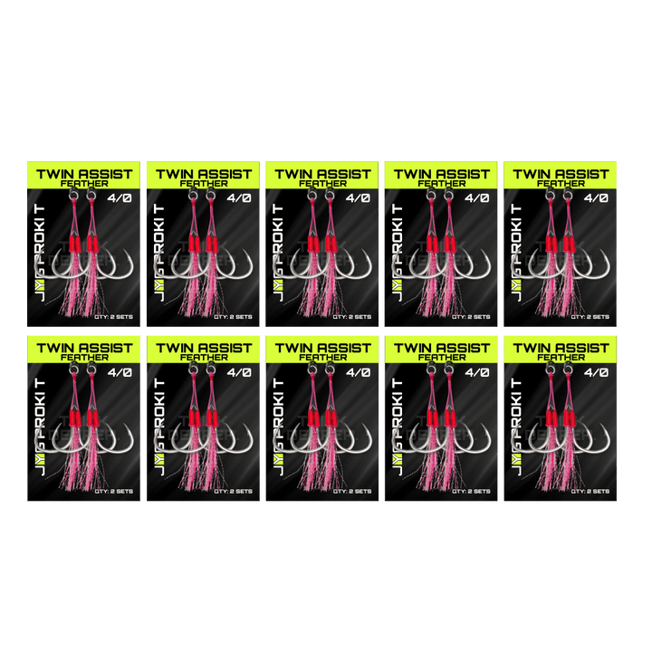 ANZUELOS TWIN ASSIST ROSA (PLUMA)