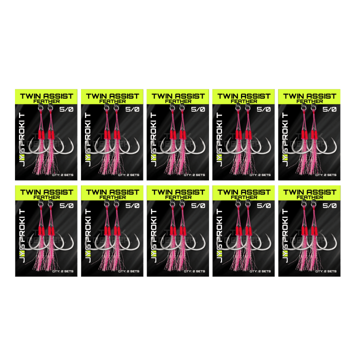 ANZUELOS TWIN ASSIST ROSA (PLUMA)
