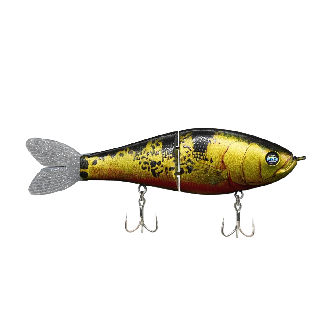 JYG Pro GLYDE 8 inch resin glidebait in Peacock Bass color